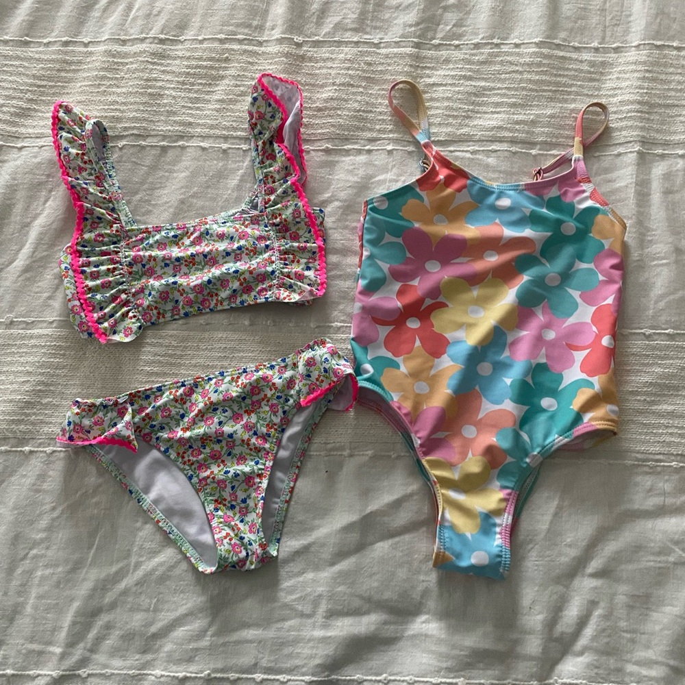 Girls 6 Floral bikini and one piece swimsuit